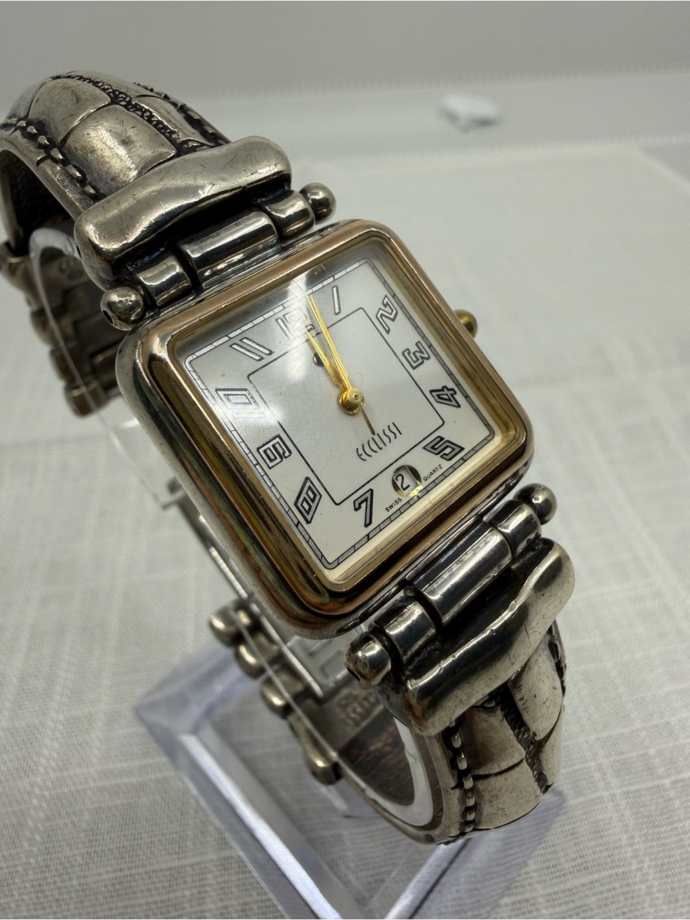 Y2K Ecclissi .925 Sterling Silver Cuff Quartz Watch